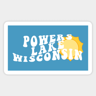 Sunshine in Powers Lake Wisconsin Retro Wavy 1970s Summer Text Magnet